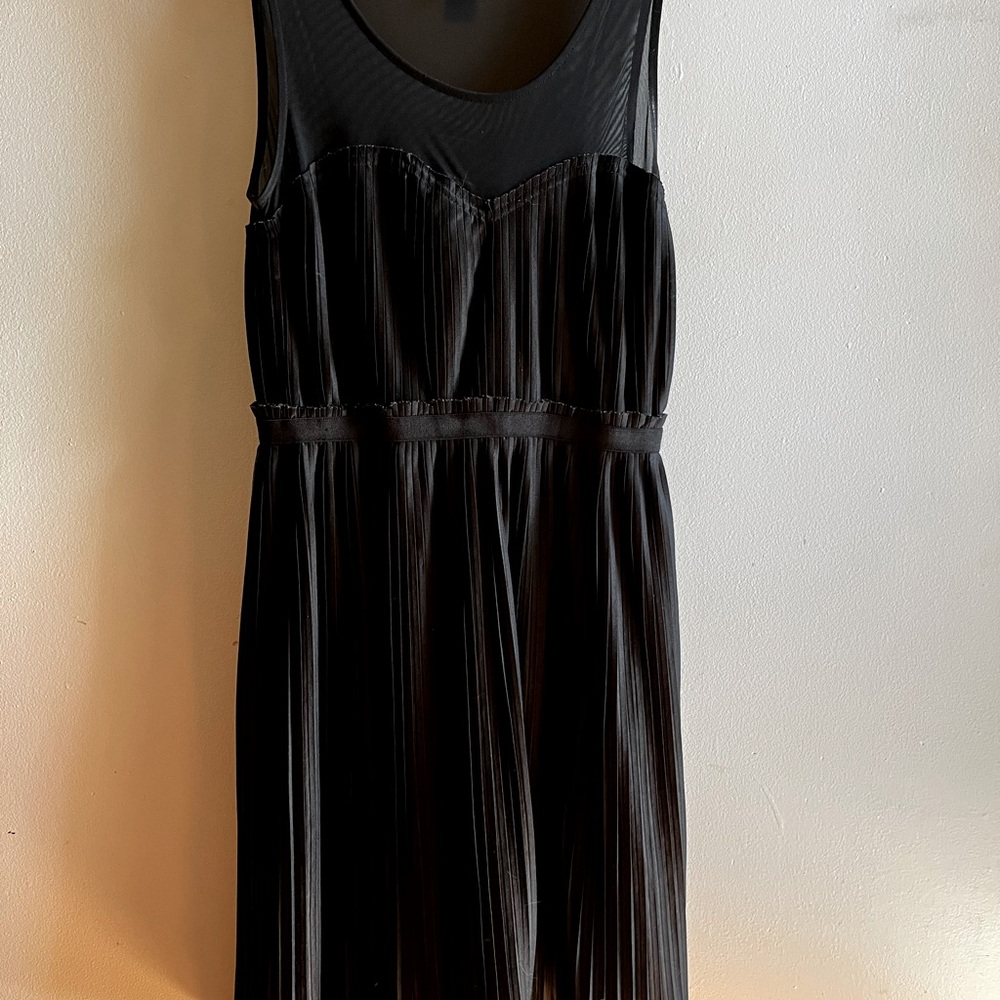 Vintage inspired pleated black dress